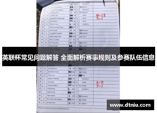 英联杯常见问题解答 全面解析赛事规则及参赛队伍信息